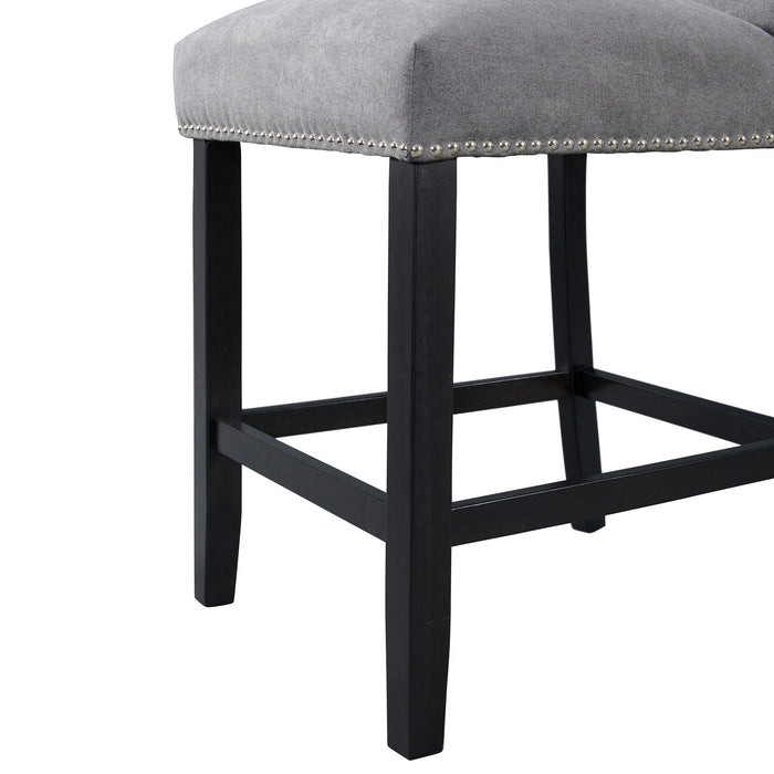 Tuscany Counter Linen Nailhead Side Chair (2 Per Pack) - Charcoal - Sweet Furniture (Columbus, Ohio)