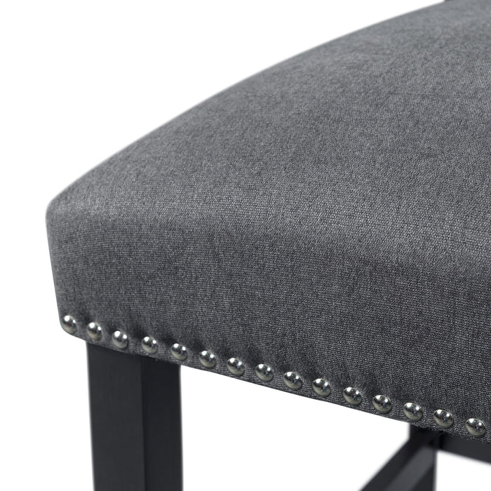 Tuscany Counter Linen Nailhead Side Chair (2 Per Pack) - Charcoal - Sweet Furniture (Columbus, Ohio)