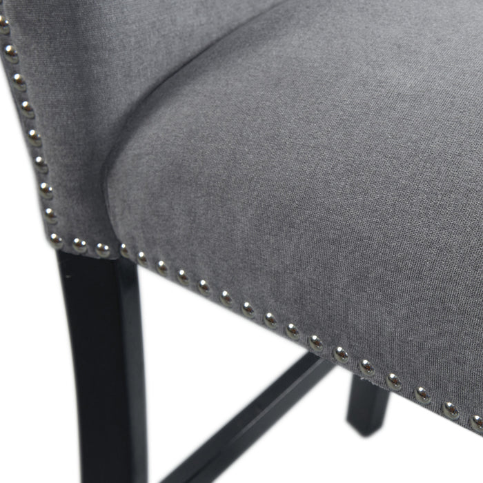 Tuscany Counter Linen Nailhead Side Chair (2 Per Pack) - Charcoal - Sweet Furniture (Columbus, Ohio)