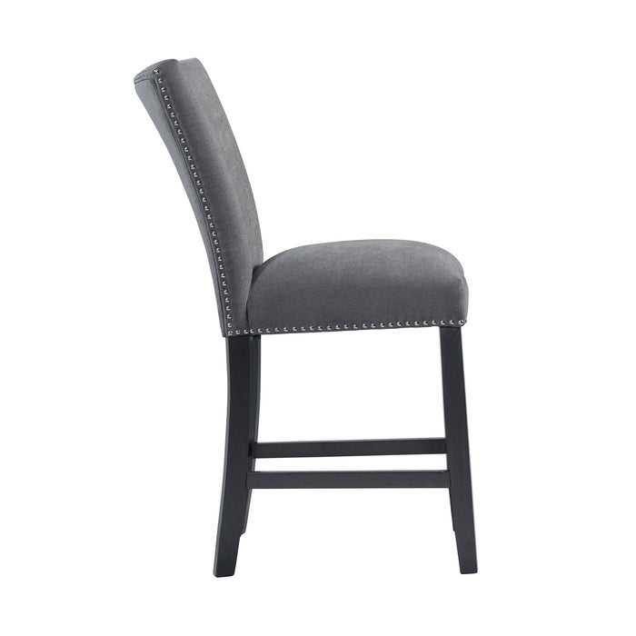 Tuscany Counter Linen Nailhead Side Chair (2 Per Pack) - Charcoal - Sweet Furniture (Columbus, Ohio)