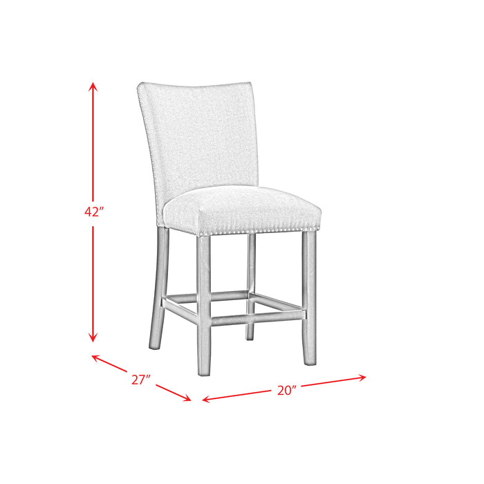 Tuscany Counter Linen Nailhead Side Chair (2 Per Pack) - Charcoal - Sweet Furniture (Columbus, Ohio)