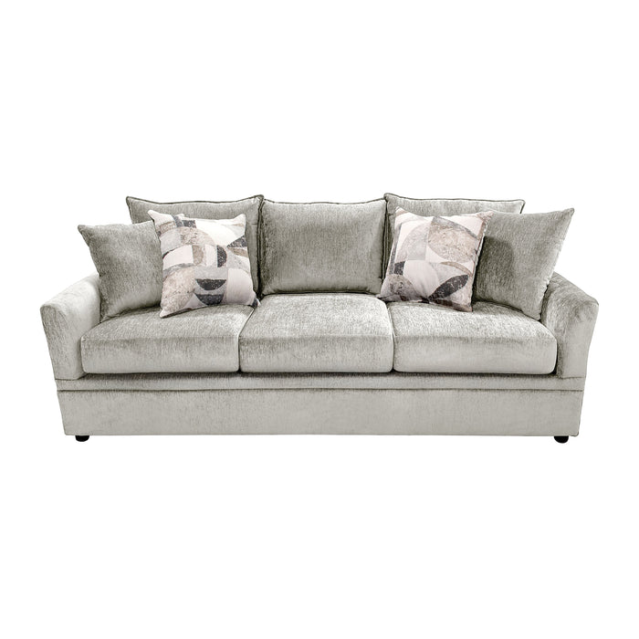 Sylvie Sofa W/4 Accent Pillows-Lush Silver Gray