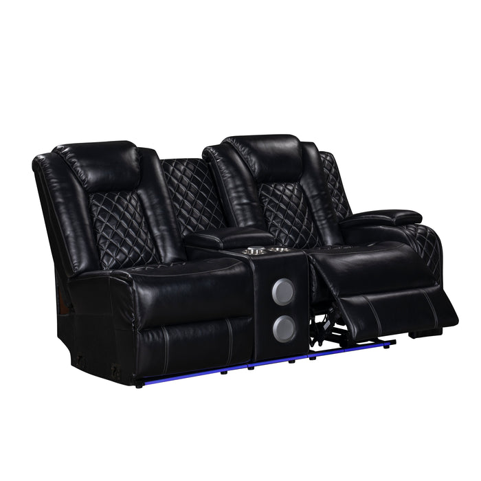 Orion Ii Raf Console Loveseat W/1 Recliner-Black