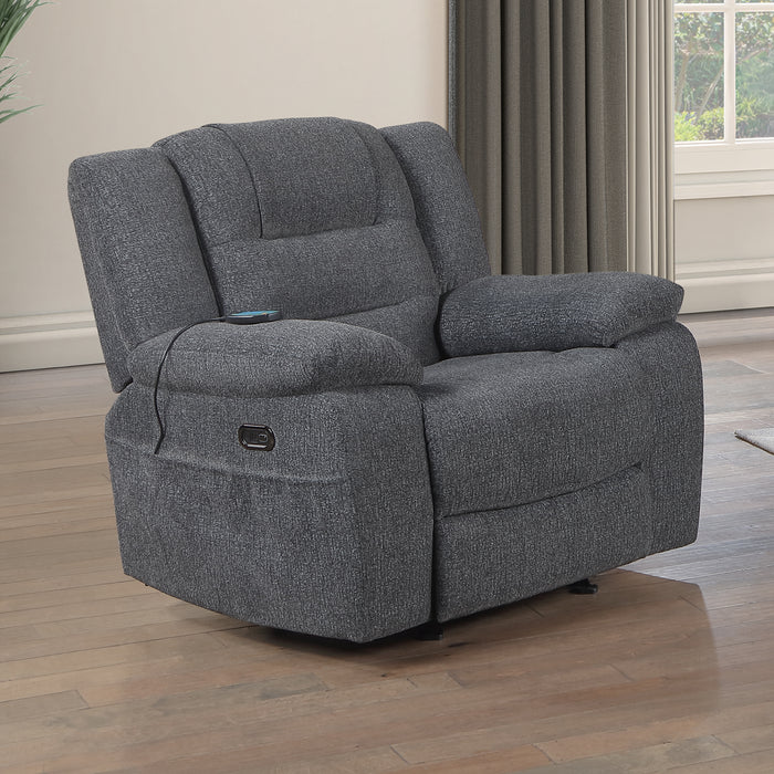 Redondo Glider Recliner W/Heat, Massage, Pwr Fr -Dk Gray