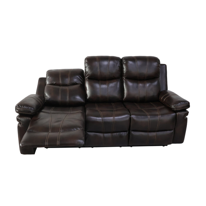 Kellen Sofa W/Dual Recliner & Drop Down Tray-Brown