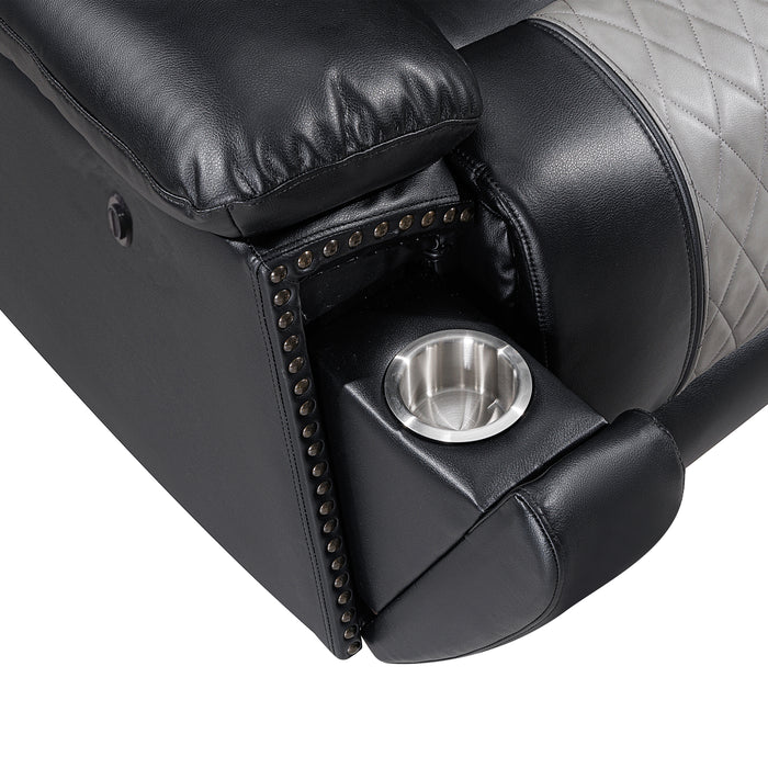 Nikko Console Loveseat W/Pwr Fr-Black/Gray