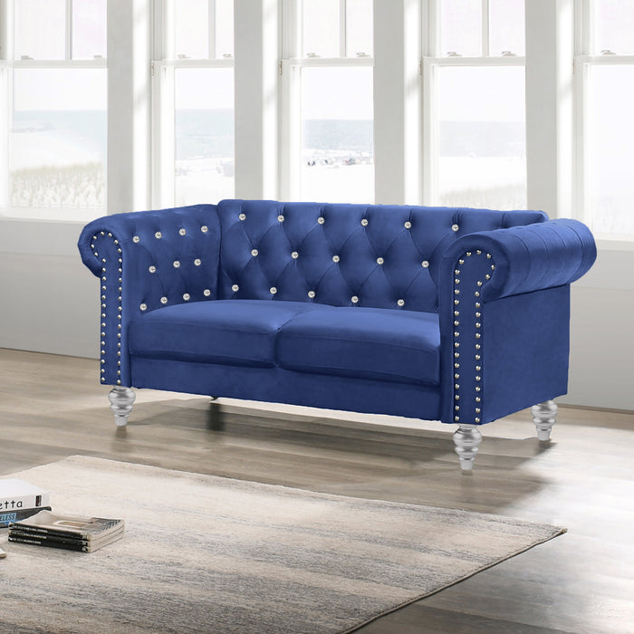Emma Crystal Loveseat-Royal Blue
