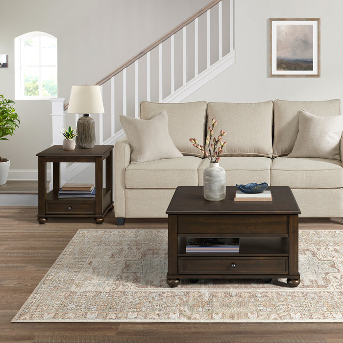 Wagner 2PC Occasional Table Set in Cherry-Square Lift-Top Coffee Table & End Table - Sweet Furniture (Columbus, Ohio)