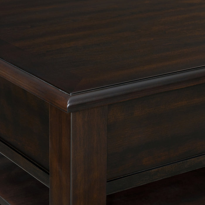 Wagner Square Lift-Top Coffee Table w/ Casters in Cherry