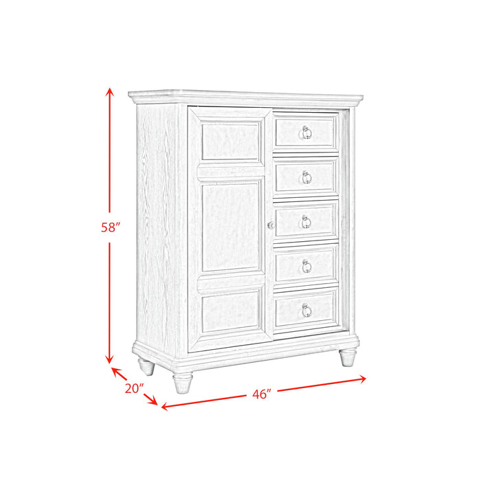 Whit-Ash 5-Drawer Door Chest in Light Grey