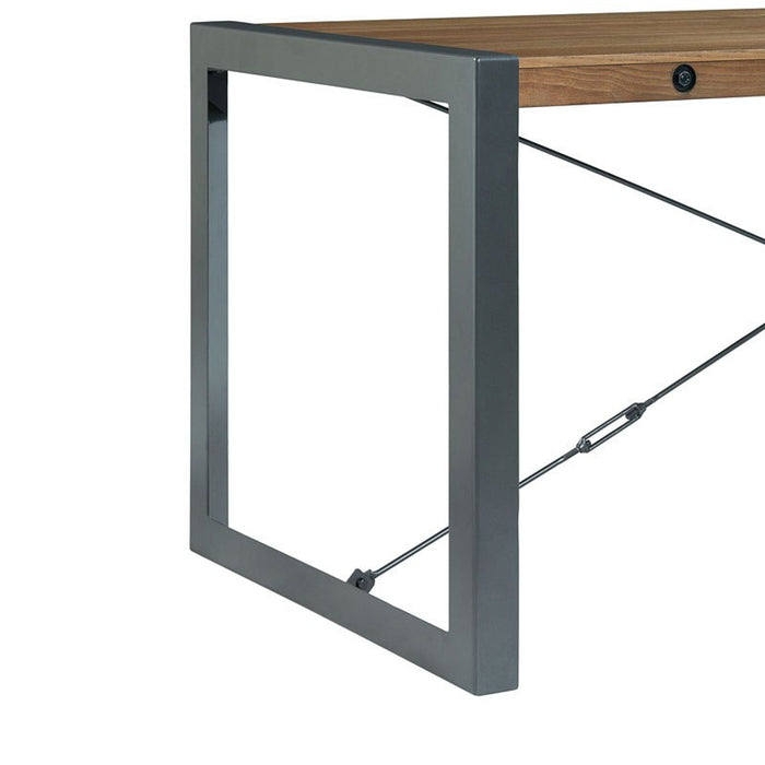 Elements International Industrial Dining Table in Gunmetal and Brown