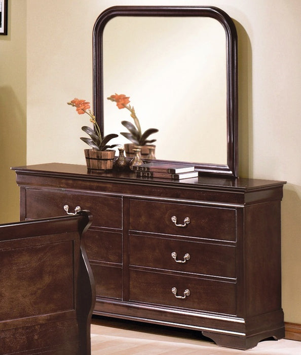 Crown Mark Furniture Louis Philip Dresser Mirror in Dark Cherry