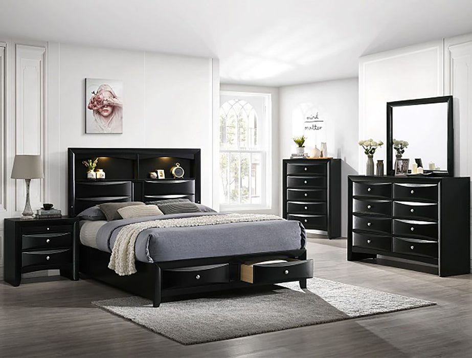 Crown Mark Furniture Fallon 3 Drawer Nightstand in Black