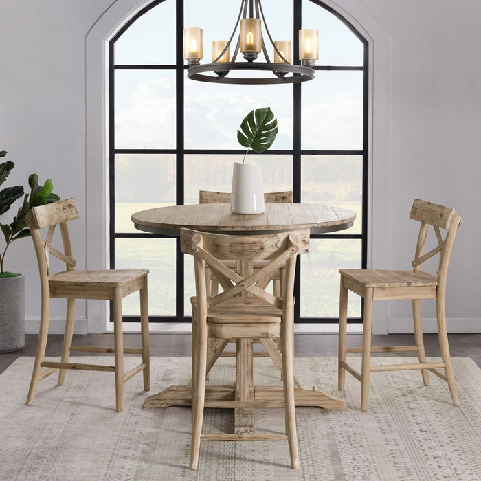 Callista Round Counter Height 5PC Dining Set-Table and Four Stools