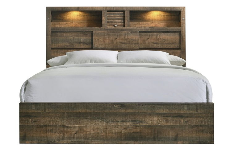 Elements International Bailey King Music Bed in Warm Walnut BY520KB image