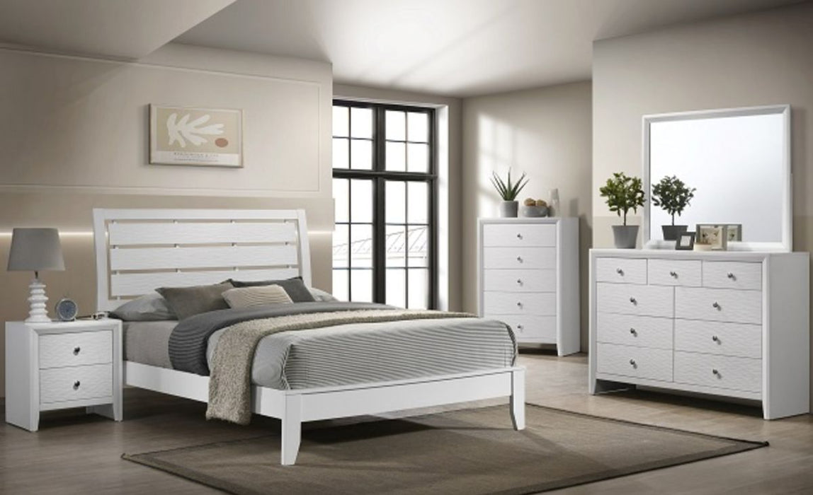 Crown Mark Furniture Evan King Panel Bed in White