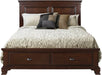 Elements International Canton Cherry Queen Panel Storage Bed in Dark Wood image