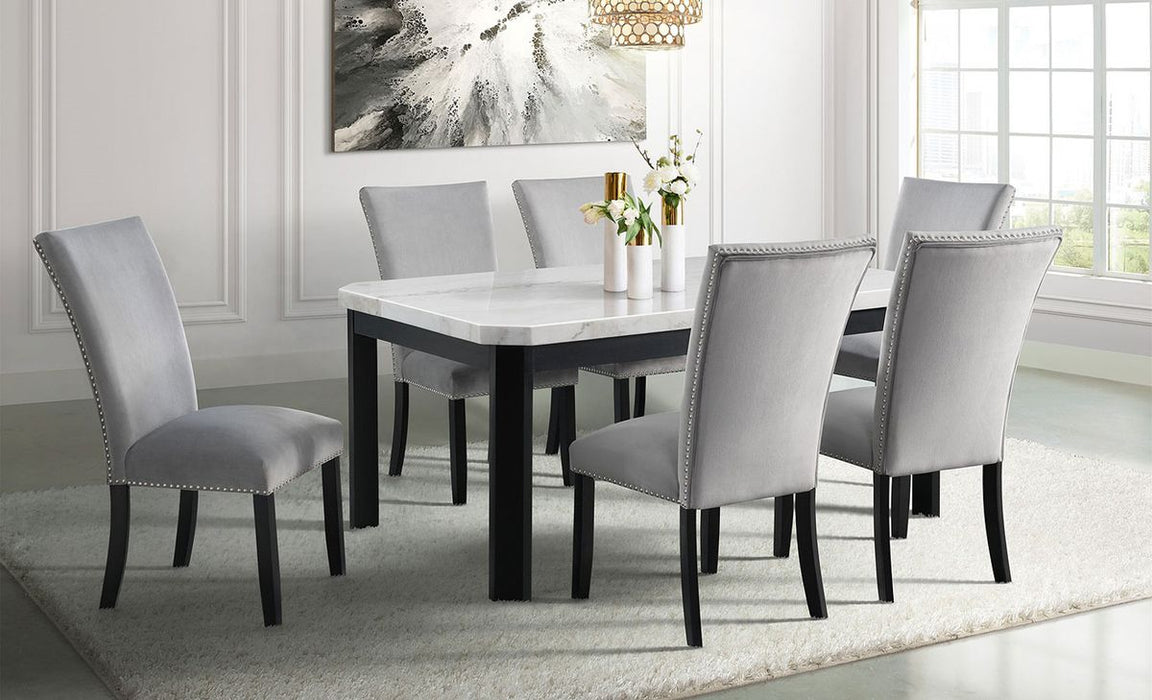 Elements International Francesca Rectangular Dining Table in White and Black