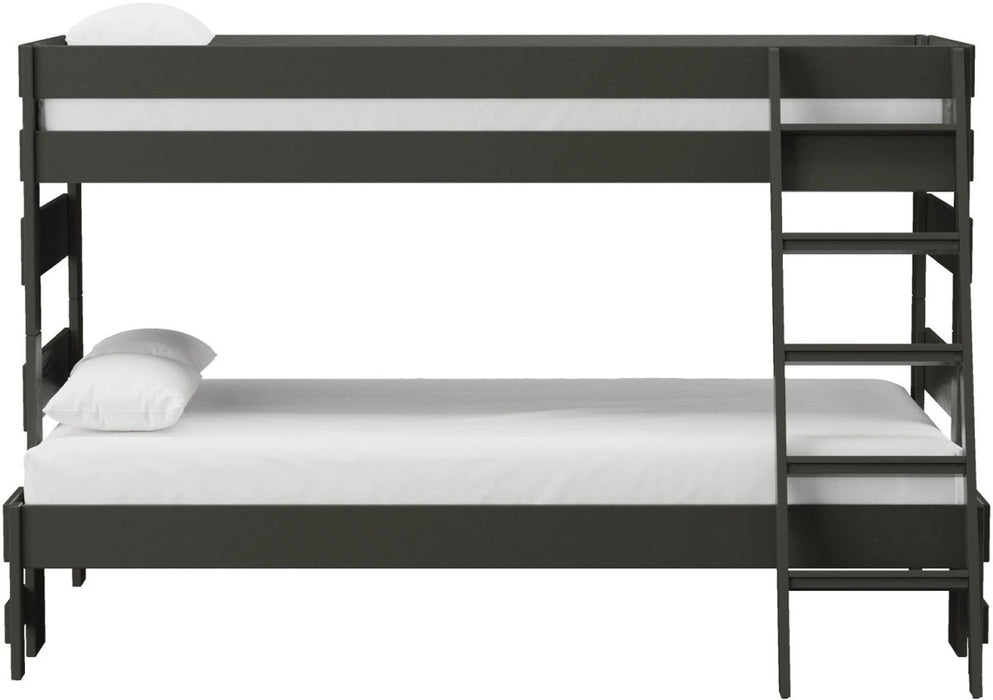 Elements International Cali Kids Twin over Full Bunk Bed with Ladder in Sleek Gray