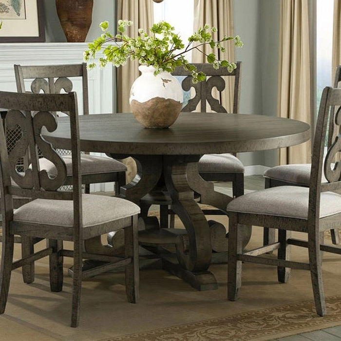 Elements International Stone Round Dining Table in Grey image