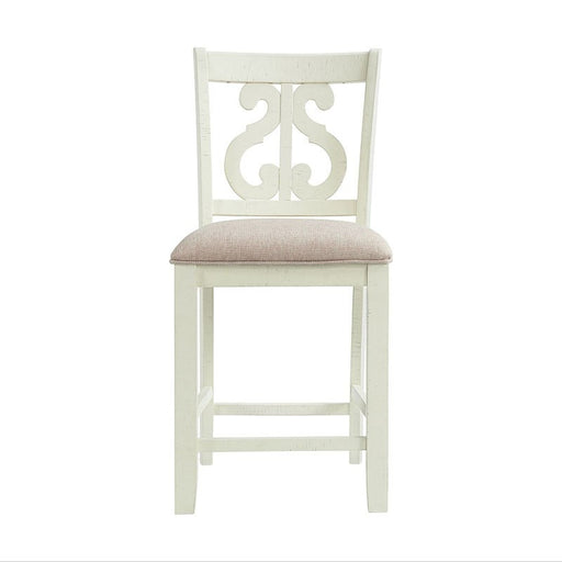 Elements International Stone Counter Height Swirl Back Side Dining Chair (Set of 2) in White image