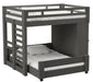 Elements International Cali Kids Twin Over Twin Basic Loft Bed with Desk in Sleek Gray image
