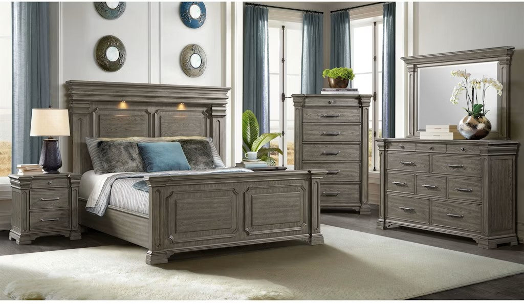 Elements International Kings Court Nightstand in Grey