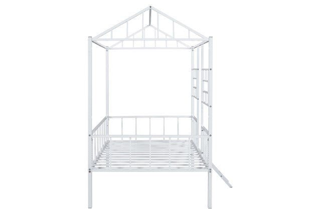 Rhonda Twin Loft Bed White, Silver, & Black