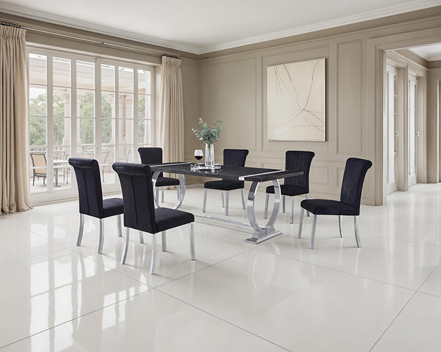 Horley 80" Dining Table, Silver Frame