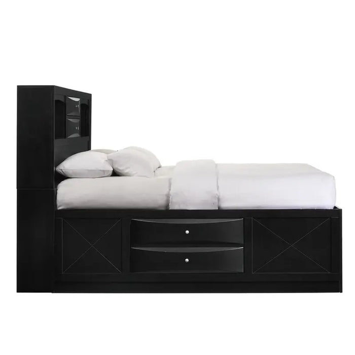 Elements International Emily King Storage Bed in Black