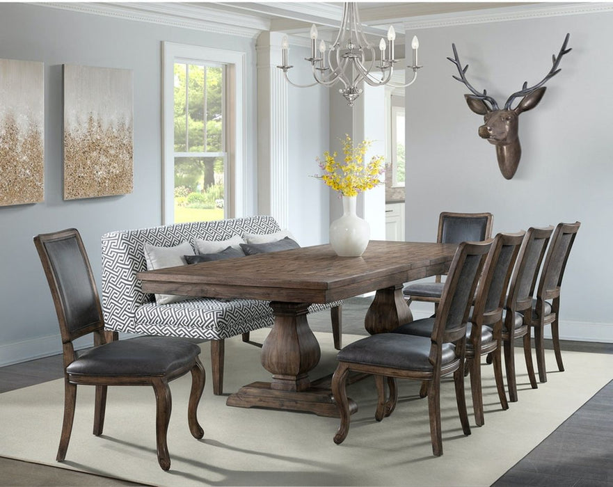 Elements International Gramercy Rectangle Back Chair (Set of 2) in Brown