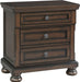 Elements International Kingston 3 Drawers Nightstand w/ Power in Walnut image
