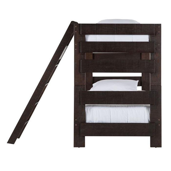 Elements International Vista Twin over Twin Bunk Bed with Ladder in Brown