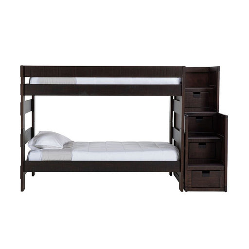 Elements International Vista Twin over Twin Bunk Bed with Staircase in Brown image