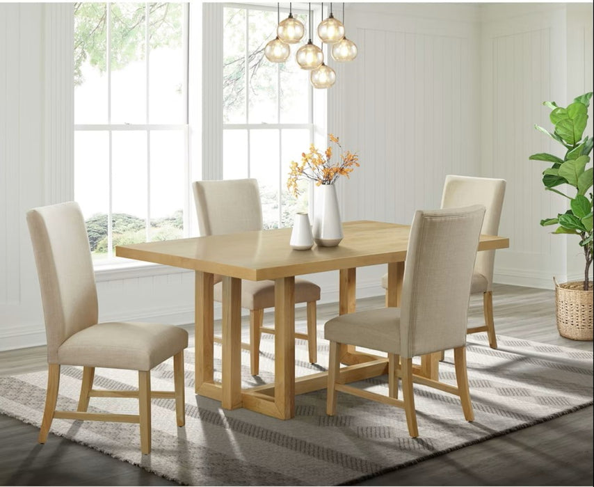 Elements International Morris Dining Table with Wood Top in Natural