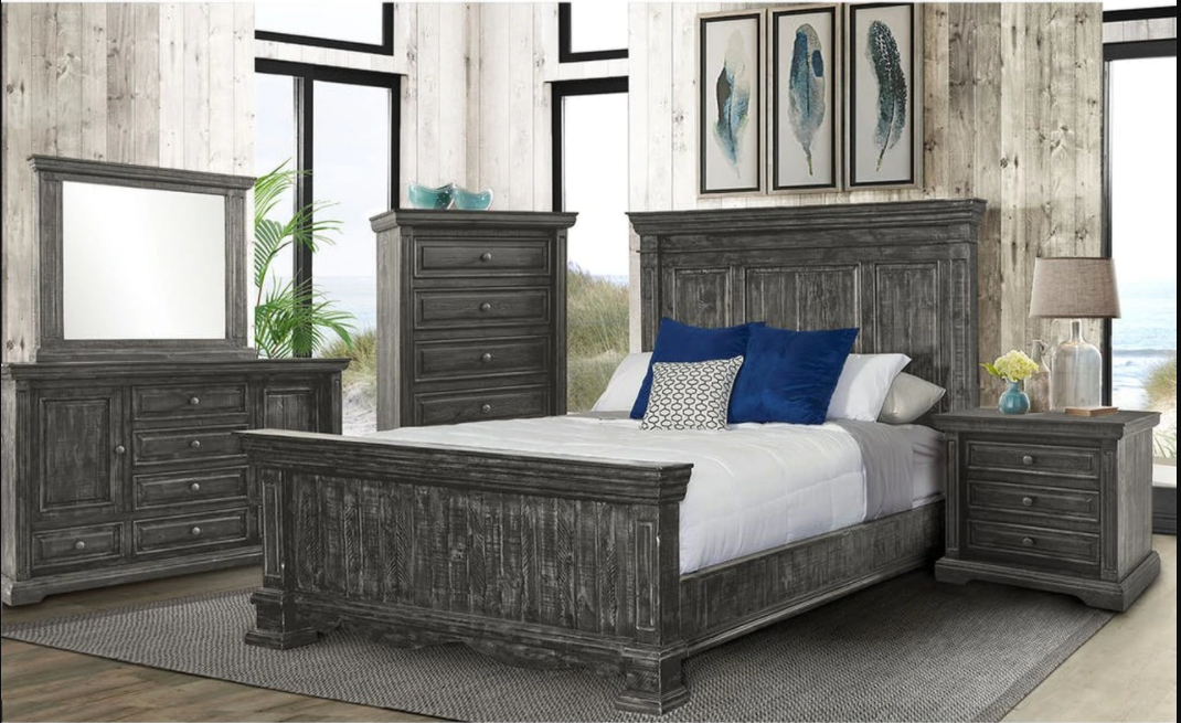 Elements International Condesa Grey Queen Panel Bed in Gray