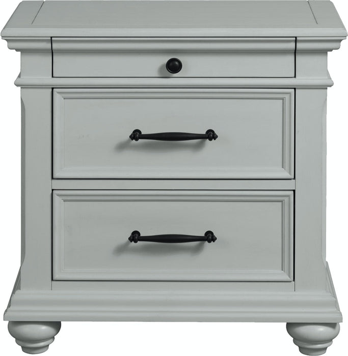 Elements International Slater 3 Drawer Nightstand with USB Port in Grey image