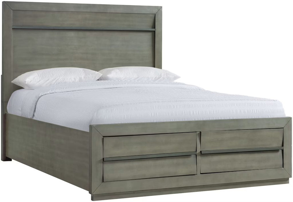 Elements International Zig King Storage Bed in Grey B.25263.QSB image